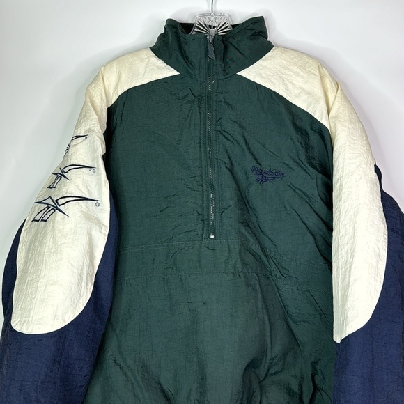 Vintage Reebok Green 90's 1/2 Zip Nylon Jacket Size XL - Picture 2 of 10